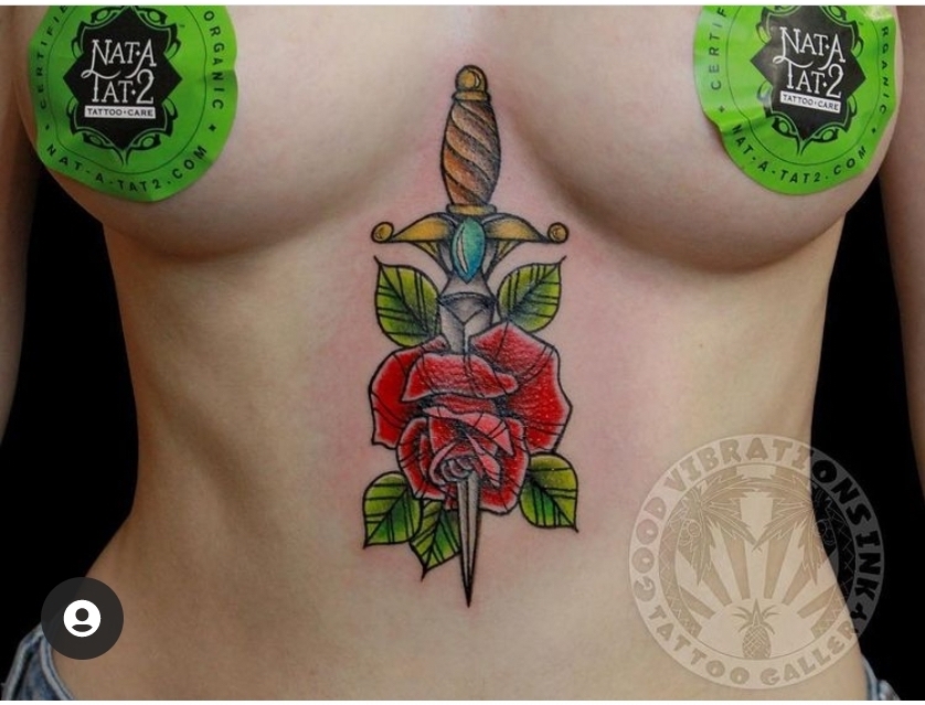 dagger in rose tattoo