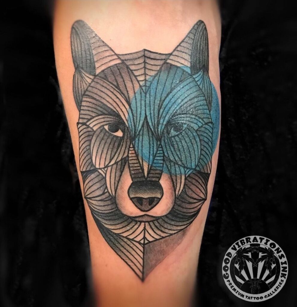 geometric wolf tattoo