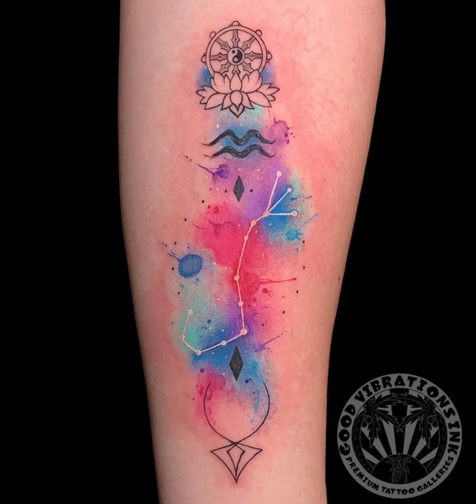 watercolor Astrological zodiac sign tattoo