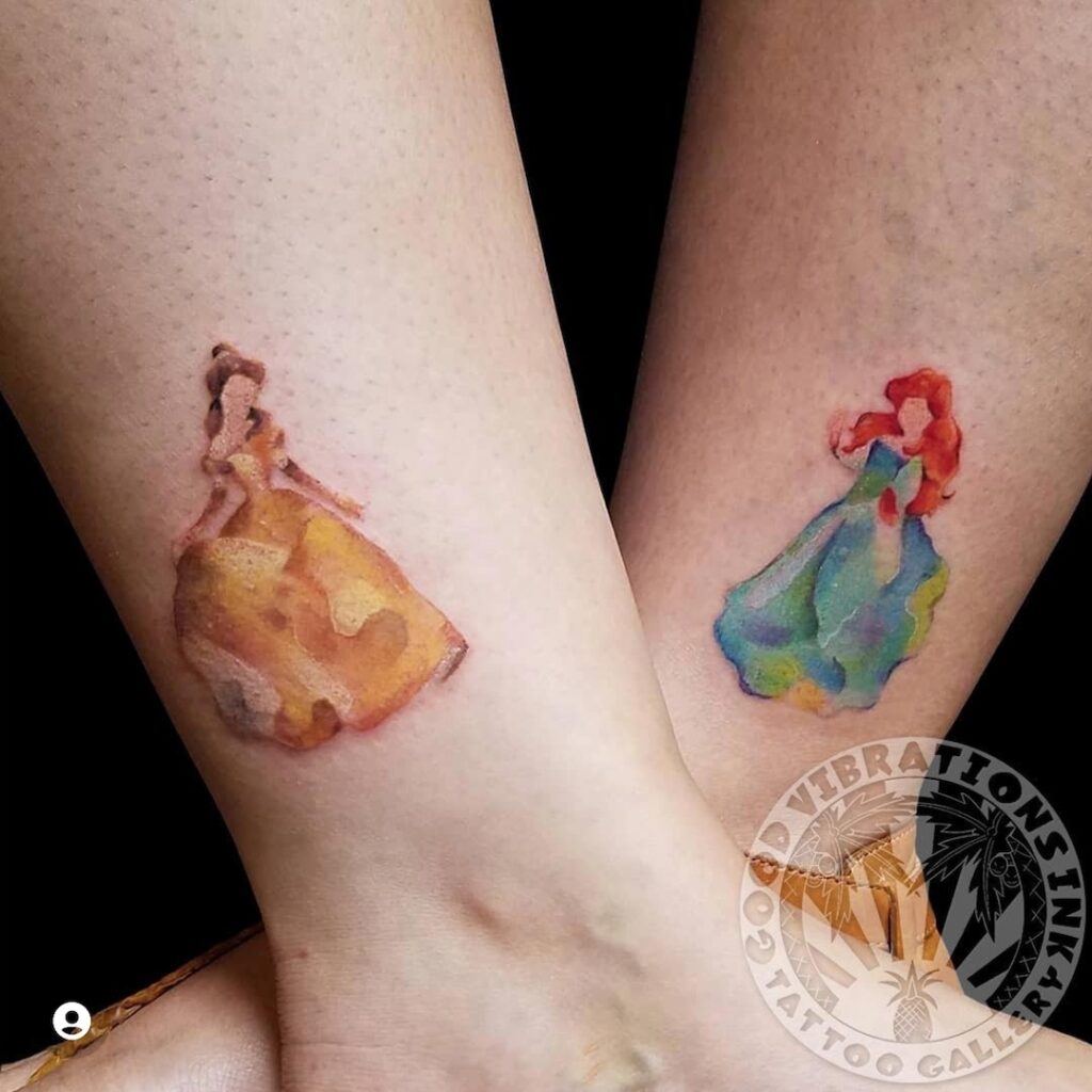 watercolor princess tattoo